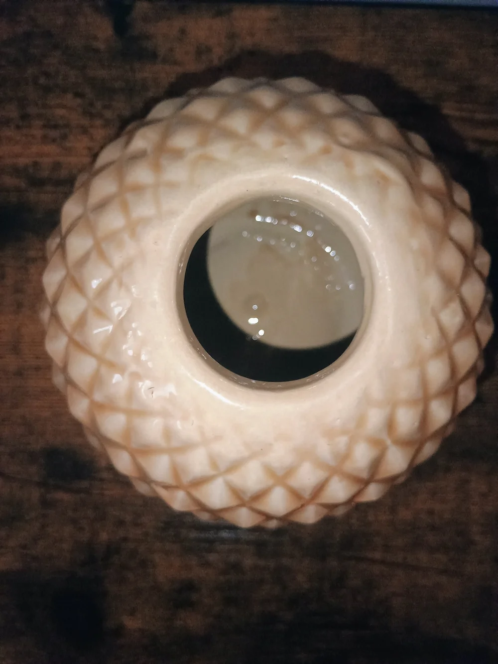 Ceramic Pineapple Accent in Cream with Silver Top